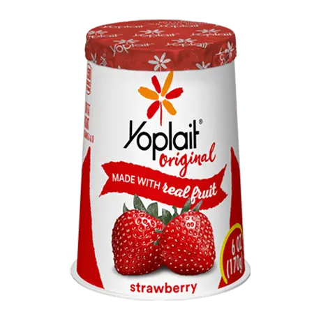 Yoplait Original Strawberry Yogurt, front of product.