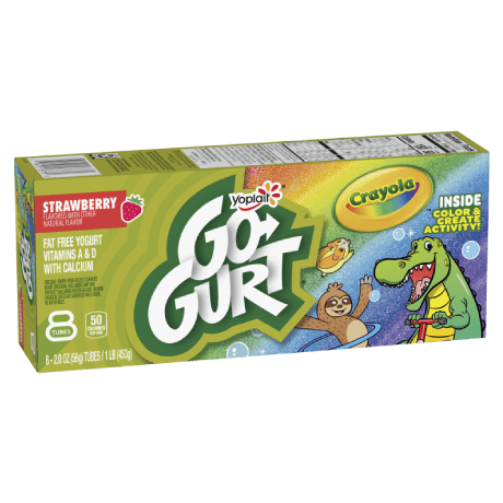 Yoplait Go-GURT 8 count Strawberry Yogurt Tubes, front of product.