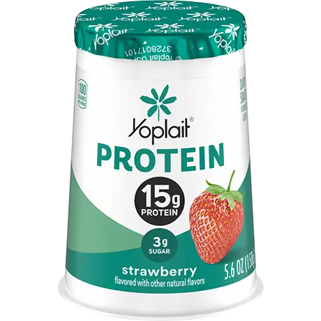 Yoplait protein strawberry yogurt single serve, front of package